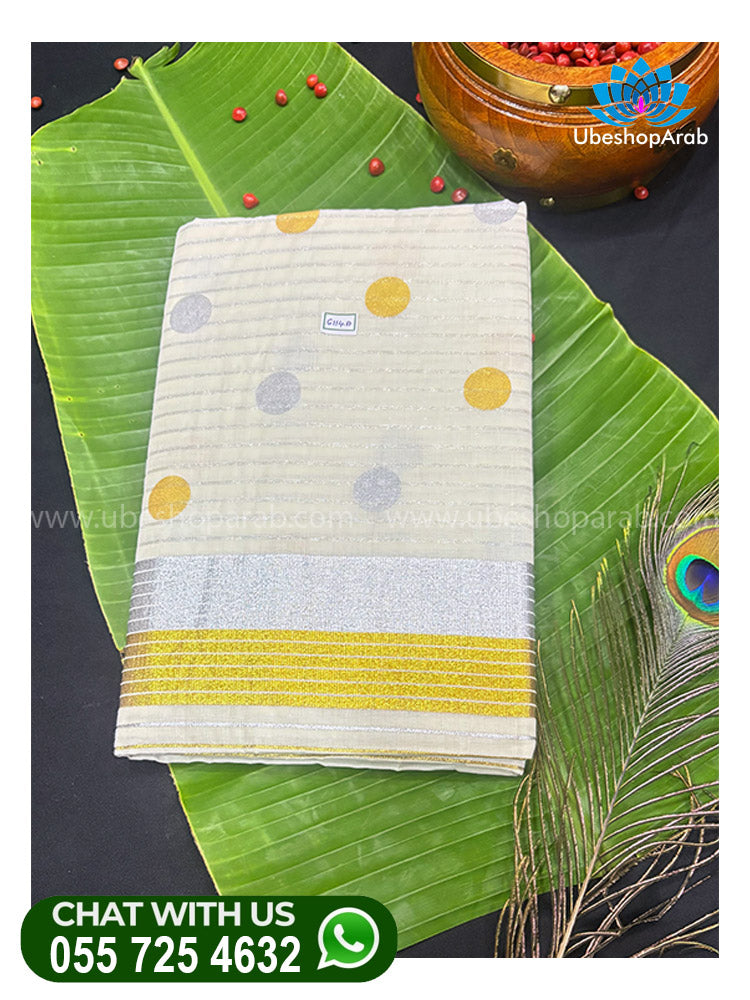 KASAVU CIRCLE DISING SET SAREE