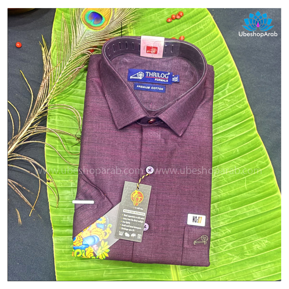 Onam Special Sree Krishna Mural Grape Colour Print Shirt