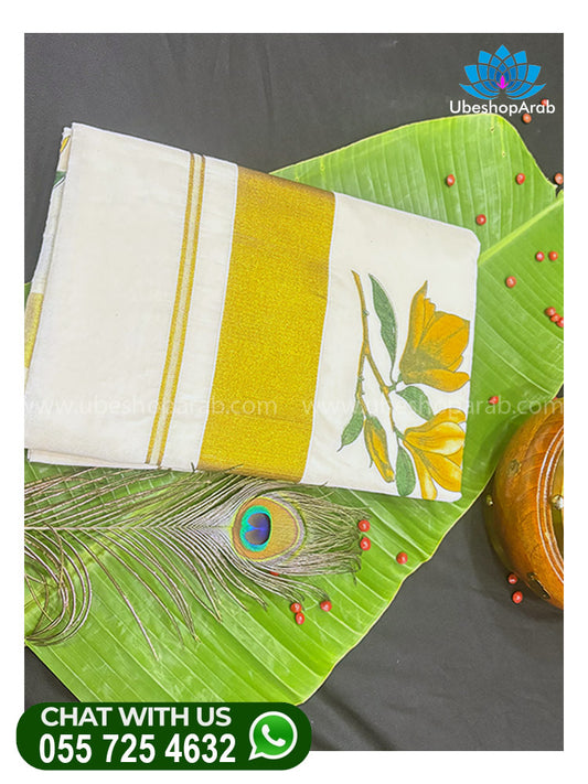 KASAV COTTON CHEMBAKA PRINT SAREE