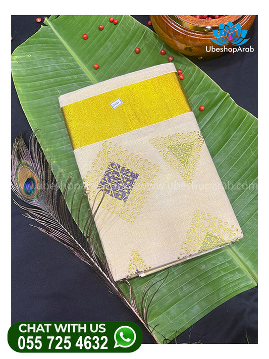 KASAVU TRIANGLE DISING SET SAREE
