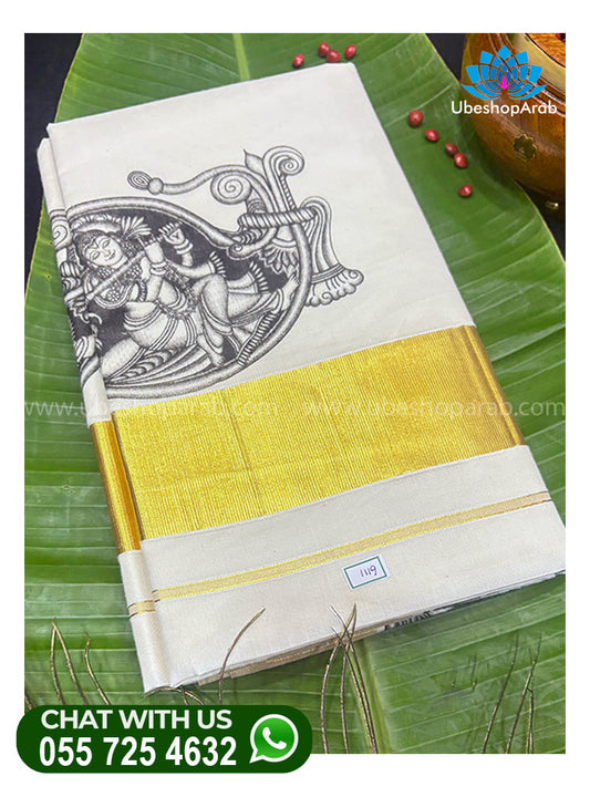 BLACK KRISHNA PRIND KASAVU SAREE