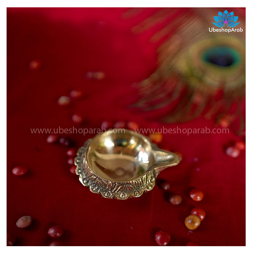 Decorative Brass Oil Diya - Traditional Chirath